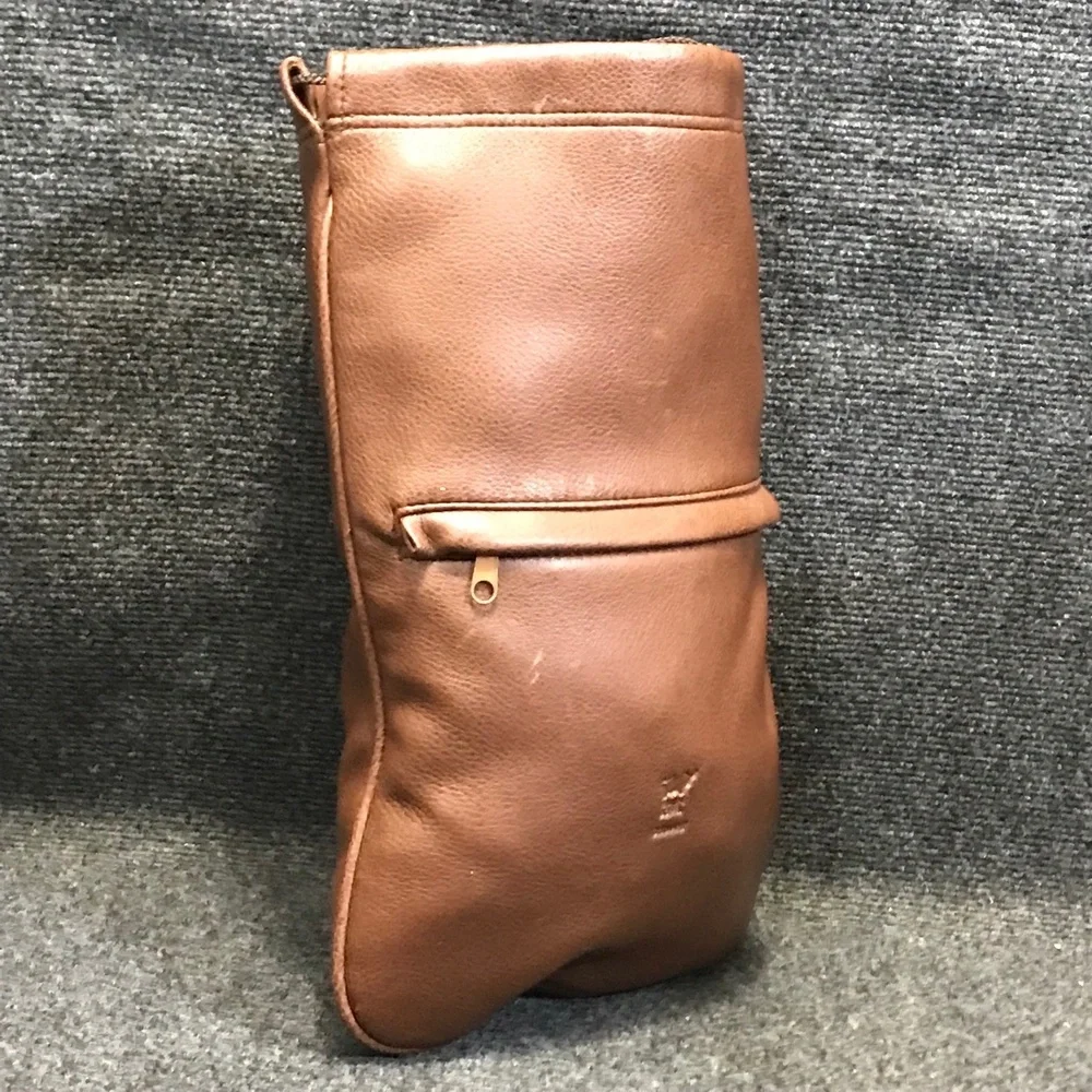 Braun Büffel Design Germany Brown Leather Shoe Bag Drawstring Pouch‎ Travel Bag
